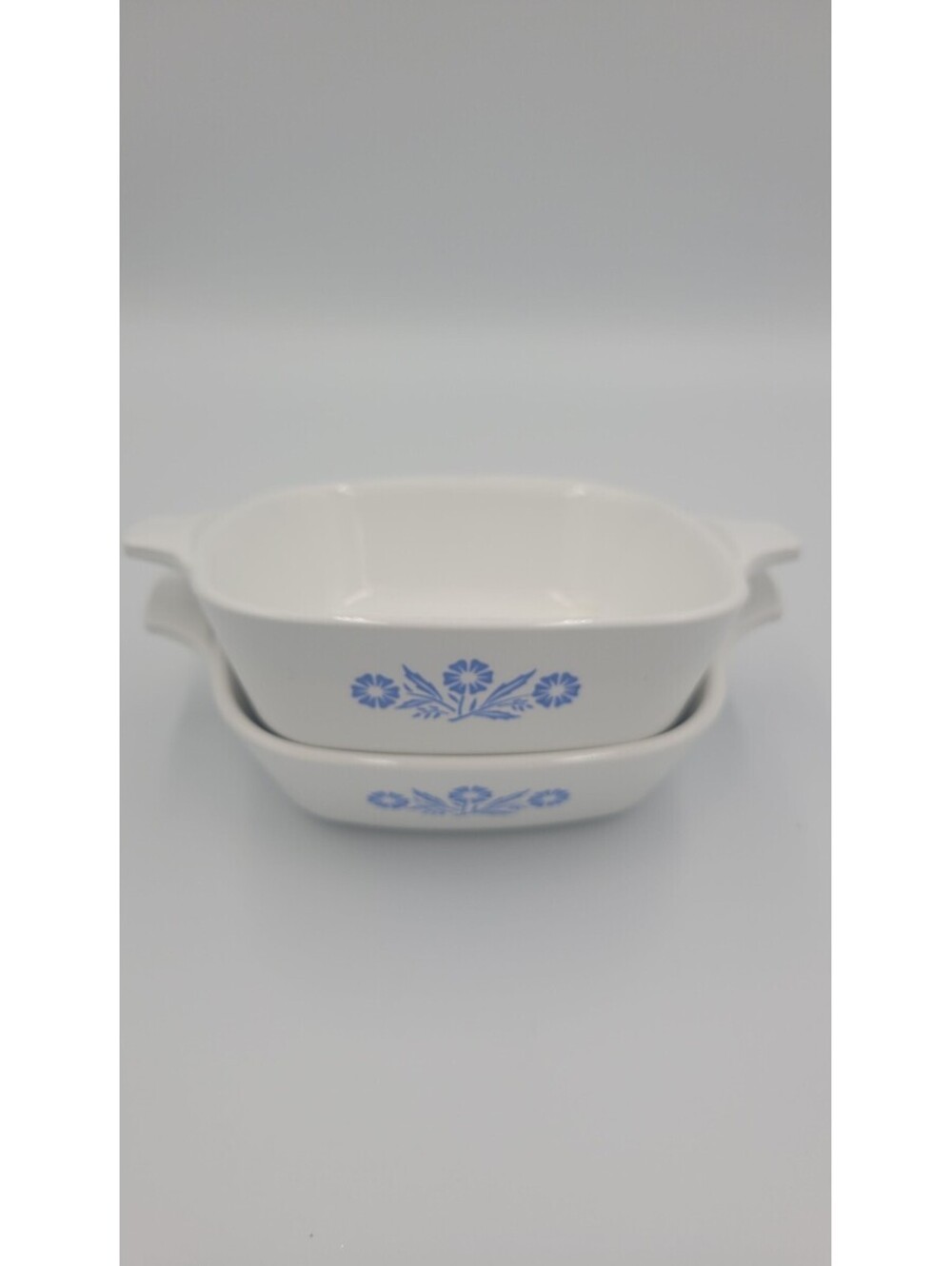 Vintage Corning Ware P-41 Petite Pan Set of 2 White Blue Floral Casserole Dishes
